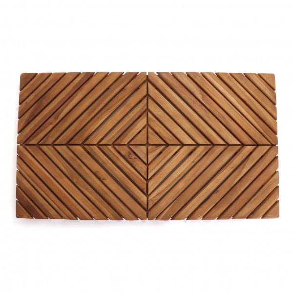 Radial Teak Wood Bath Mat - 19.75 x 35.5 x 1.75 - Teak