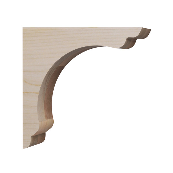 Wood Corbel Scalloped Overhang Bar Bracket - 10x3x10 - Maple With Corbel Rib