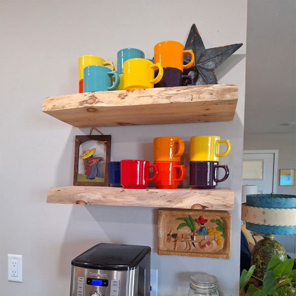 Live Edge Floating Shelf- 9-12"x 24" x 2.25"- Pine