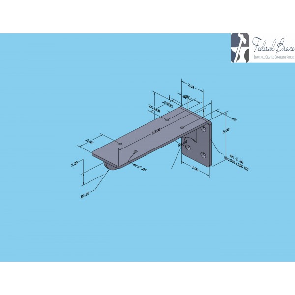 Georgian Wall Mounted Bench Support - 10x3x5 - Stainless