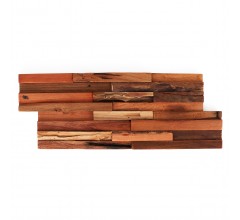 Vintage 3D Teak Wood Wall Panels - 48 Pack