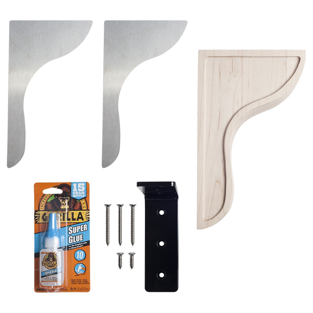 Transitional Mission Wood Corbel with Stainless Steel Accents Transitional Mission Wood Corbel with Stainless Steel Accents